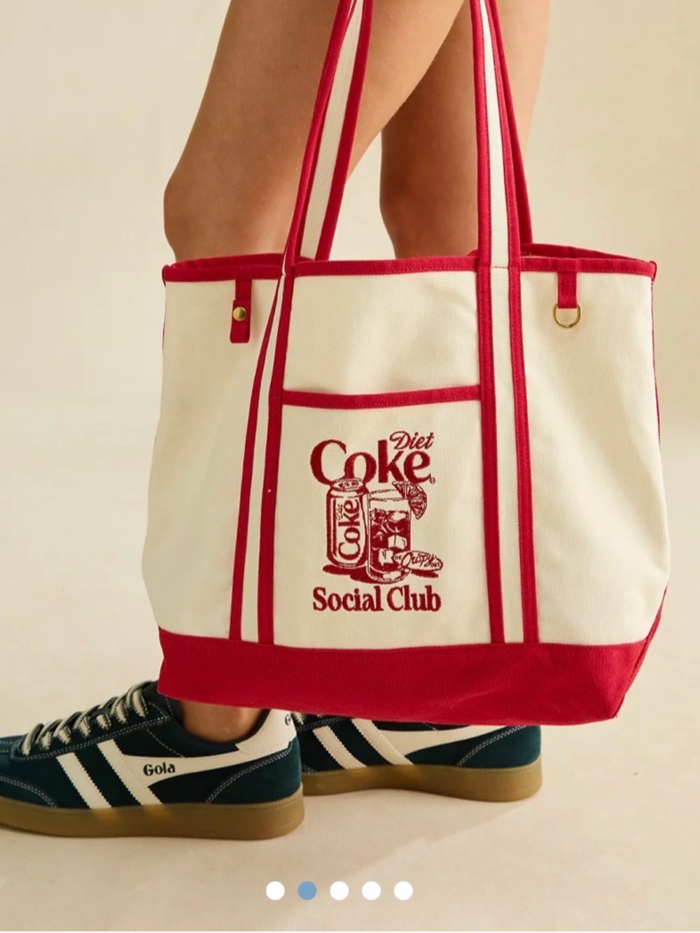 American Eagle AE Diet Coke Club Red and Cream canvas tote bag purse satchel